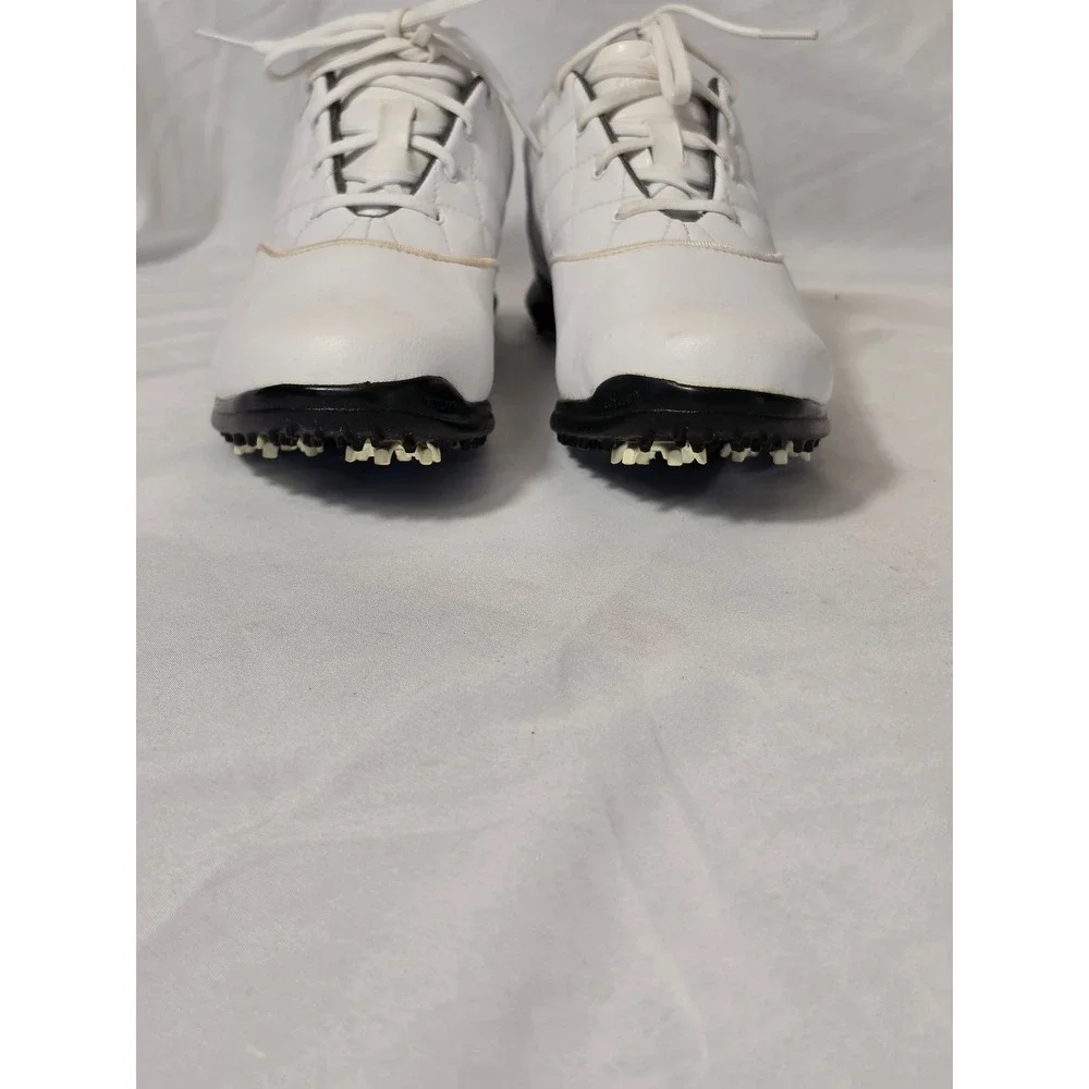 Adidas Fitfoam Clima White Quilted Leather Spiked Golf Shoes Womens 7.5 671305